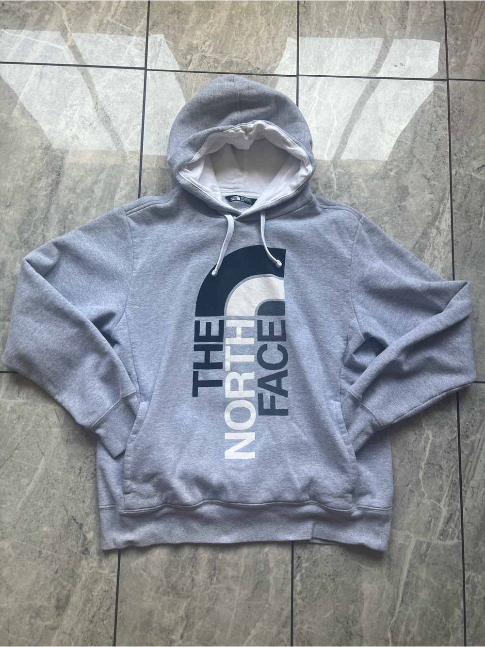 The North Face Trivert Pullover Hoodies Mens Gray/White Half Dome Logo Cotton M
